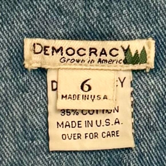 DEMOCRACY WOMENS BLUE DENIM JACKET DOUBLE BREASTED RETRO MEDIUM WASH SZ 6 - Picture 6 of 12